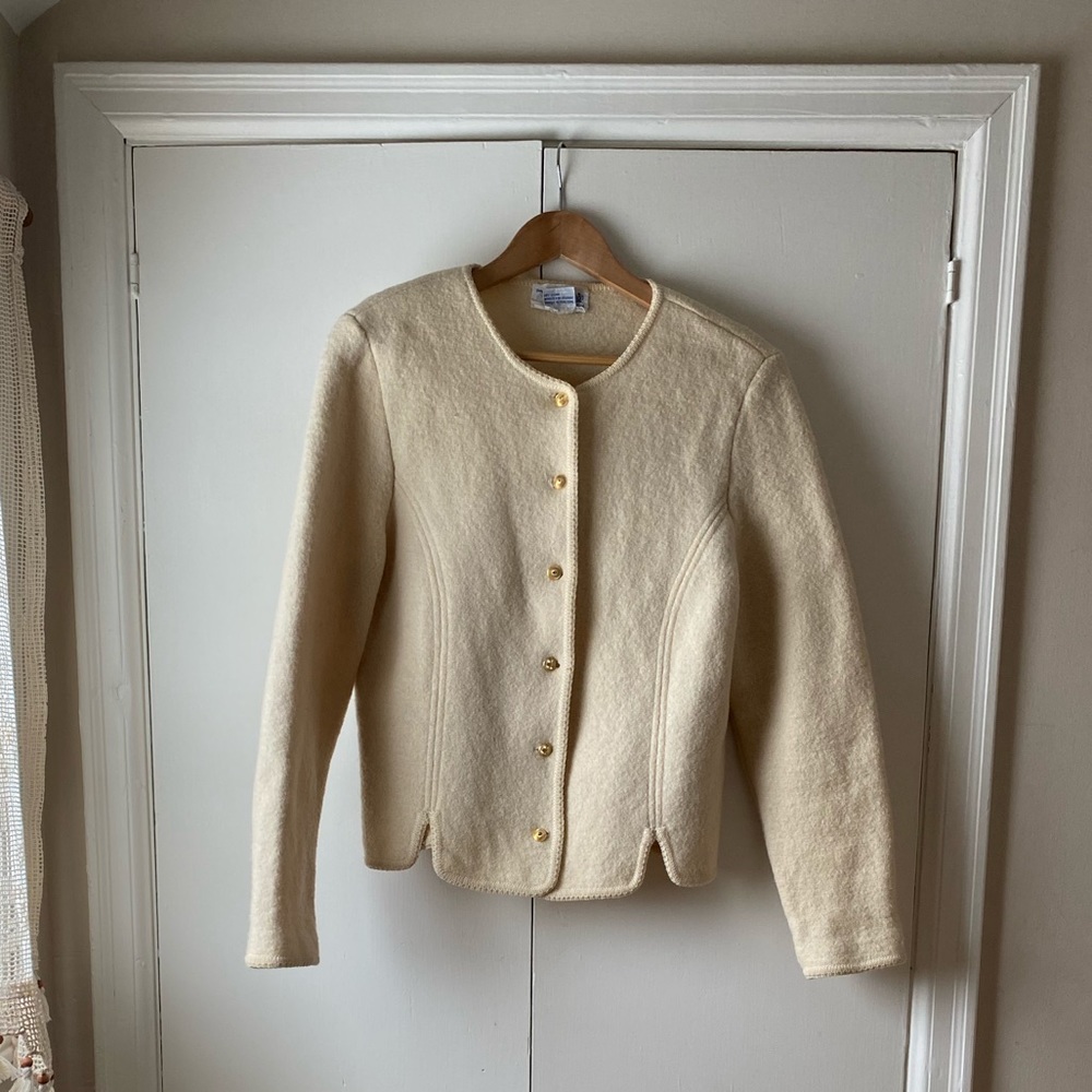 Vintage wool cream white blazer, small
